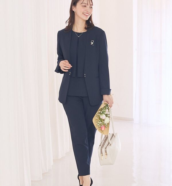 abahouse mavie「【エニデイカセット】ノーカラージャケット＆バックフレアパンツセットアップ」|スーツ|