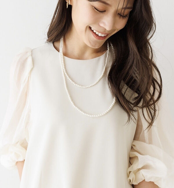 abahouse mavie「ロングパールネックレス」|ネックレス|ホワイト