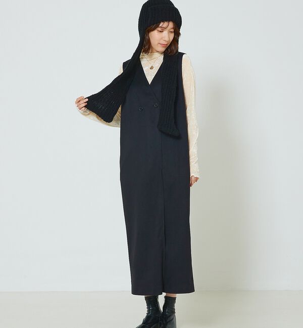 abahouse mavie「【大人のいちまんワンピ】ウォームジャージージレ風ジャンスカ」|ジャンパースカート|