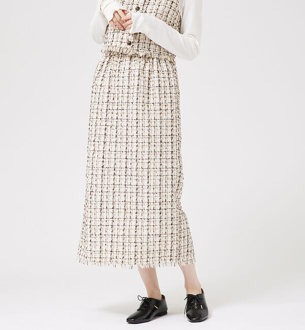 abahouse mavie「【セットアップ対応】ツィードタイトスカート」|スカート|ベージュ