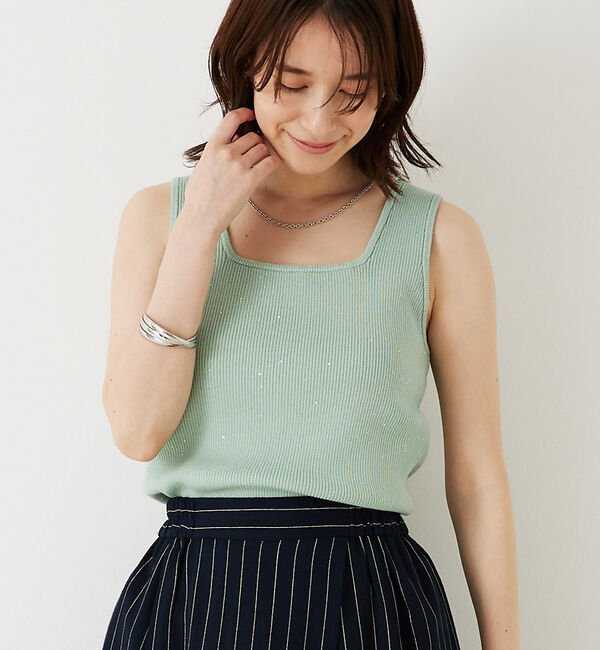 abahouse mavie「【アンサンブル対応】スパンコールニットタンク」|ニット・セーター|セージグリーン