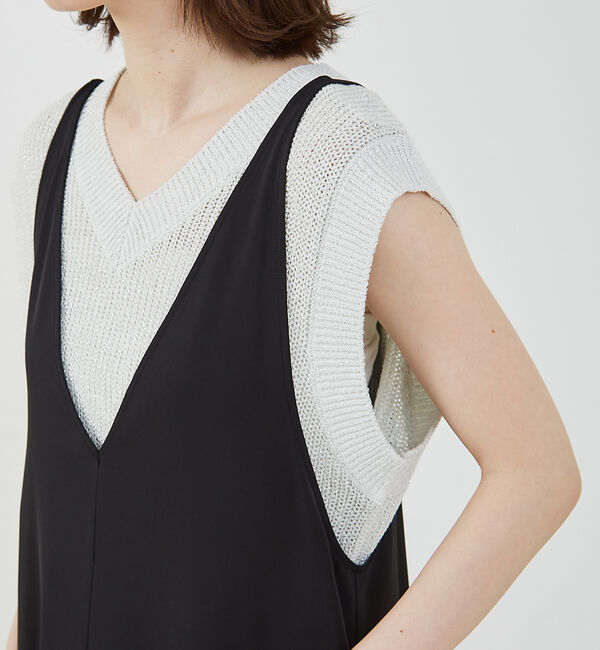 abahouse mavie「【大人のいちまんワンピ】クールタッチサテンキャミジャンスカ」|ジャンパースカート|