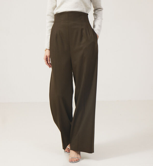 The Store by C' 「【COCUCA】ハイウエスト ワイドパンツ」|スラックス|カーキ