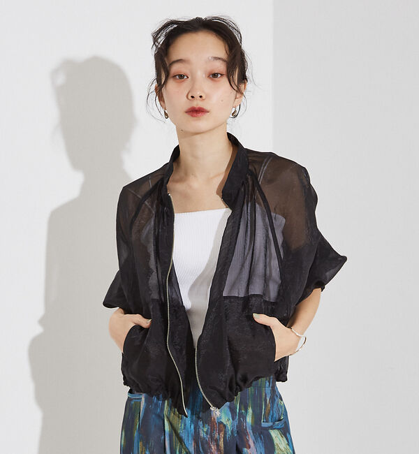 NOMINE「シアー ライトブルゾン」|ブルゾン・スタジャン|ブラック