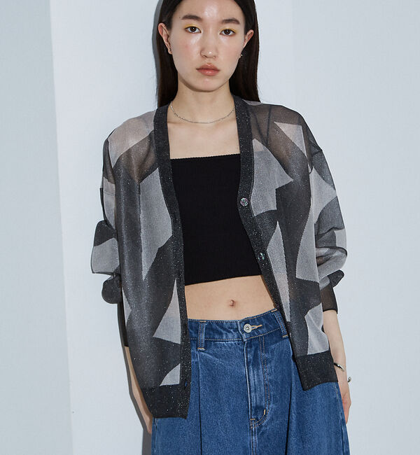 NOMINE「ジャガード シアー ニットカーディガン」|カーディガン|