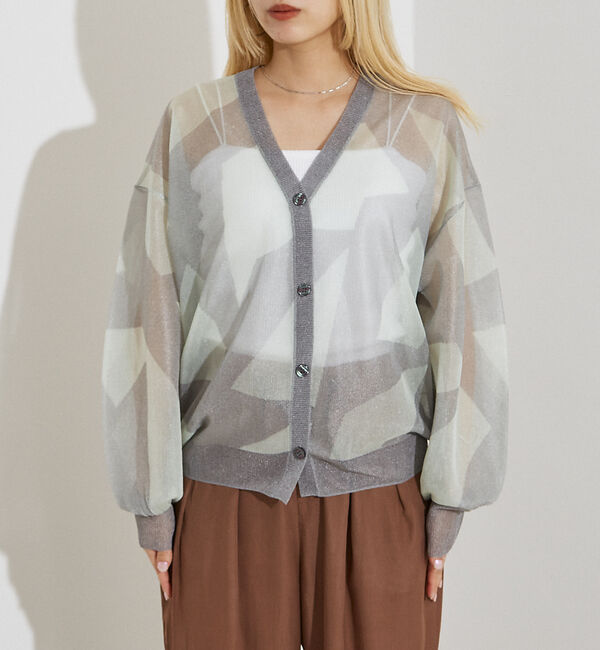 NOMINE「ジャガード シアー ニットカーディガン」|カーディガン|