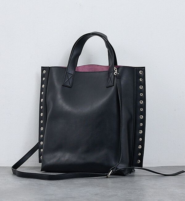 NOMINE「【cheek】rivet 2way tote 2WAY スタッズ トートバッグ」|トートバッグ|ブラック