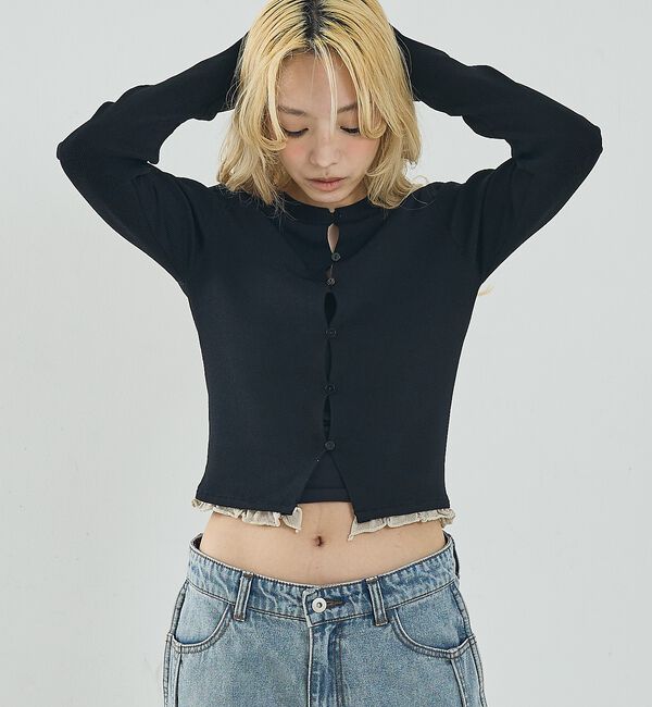 NOMINE「バイカラーコンパクトカーディガン」|カーディガン|