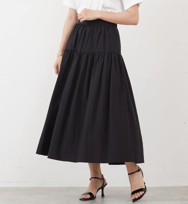TIARA「ティアードロングスカート」|スカート|ブラック