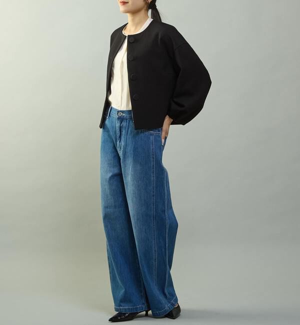 TIARA「ボリュームスリーブジャケット」|ノーカラージャケット|