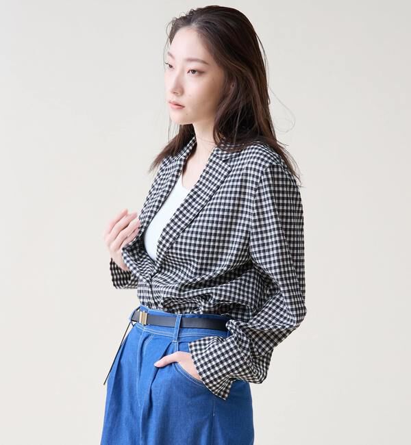 TIARA「ギンガムチェックブラウスジャケット」|テーラードジャケット|