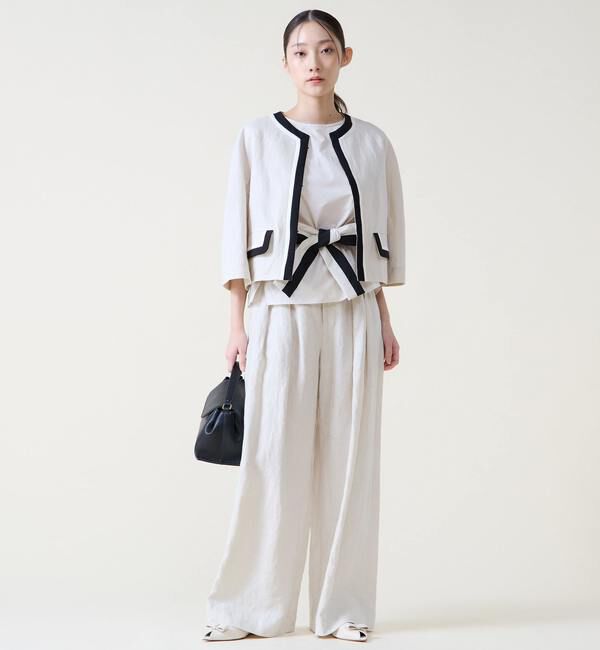 TIARA「カラーブロックジャケット」|ノーカラージャケット|