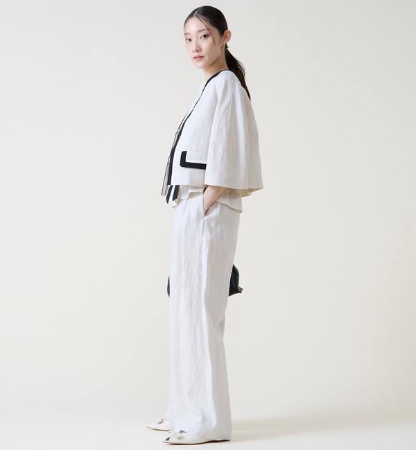 TIARA「カラーブロックジャケット」|ノーカラージャケット|