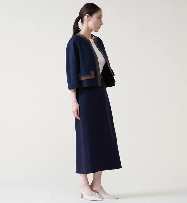 TIARA「カラーブロックジャケット」|ノーカラージャケット|