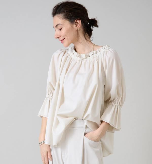 Liesse「オフショルギャザーブラウス」|シャツ・ブラウス|