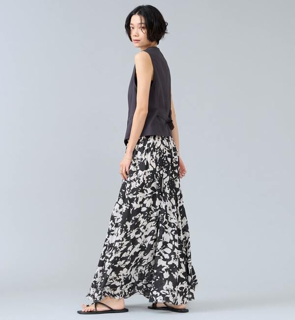 Liesse「強撚割繊フラワープリントギャザーロングスカート」|スカート|