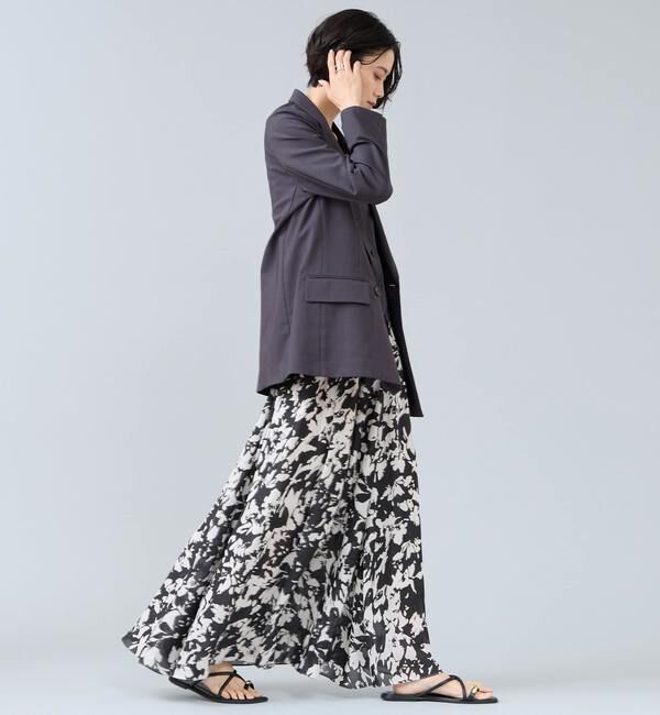 Liesse「強撚割繊フラワープリントギャザーロングスカート」|スカート|