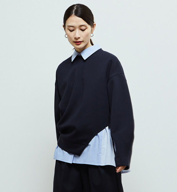 Soffitto「アシンメトリーサイドスリットスウェット」|スウェット・ジャージ|ネイビー