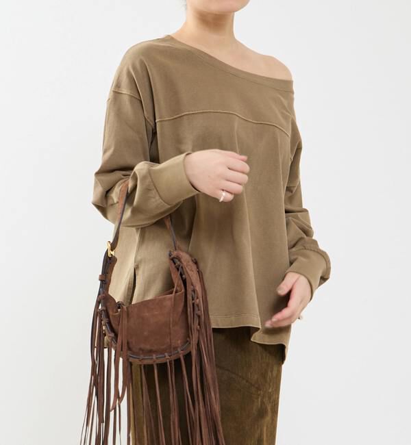 Soffitto「ボートネックピグメント染めプルオーバー」|Tシャツ・カットソー|ブラウン