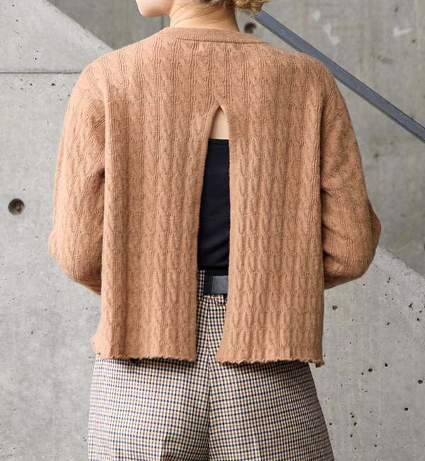 A_「【A_/エース】ケーブルバックスリット」|ニット・セーター|