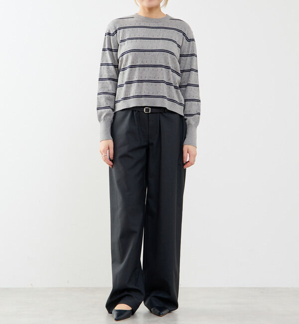 SOFFITTO「【A_/エース】コットンカシミアボーダーニット」|ニット・セーター|