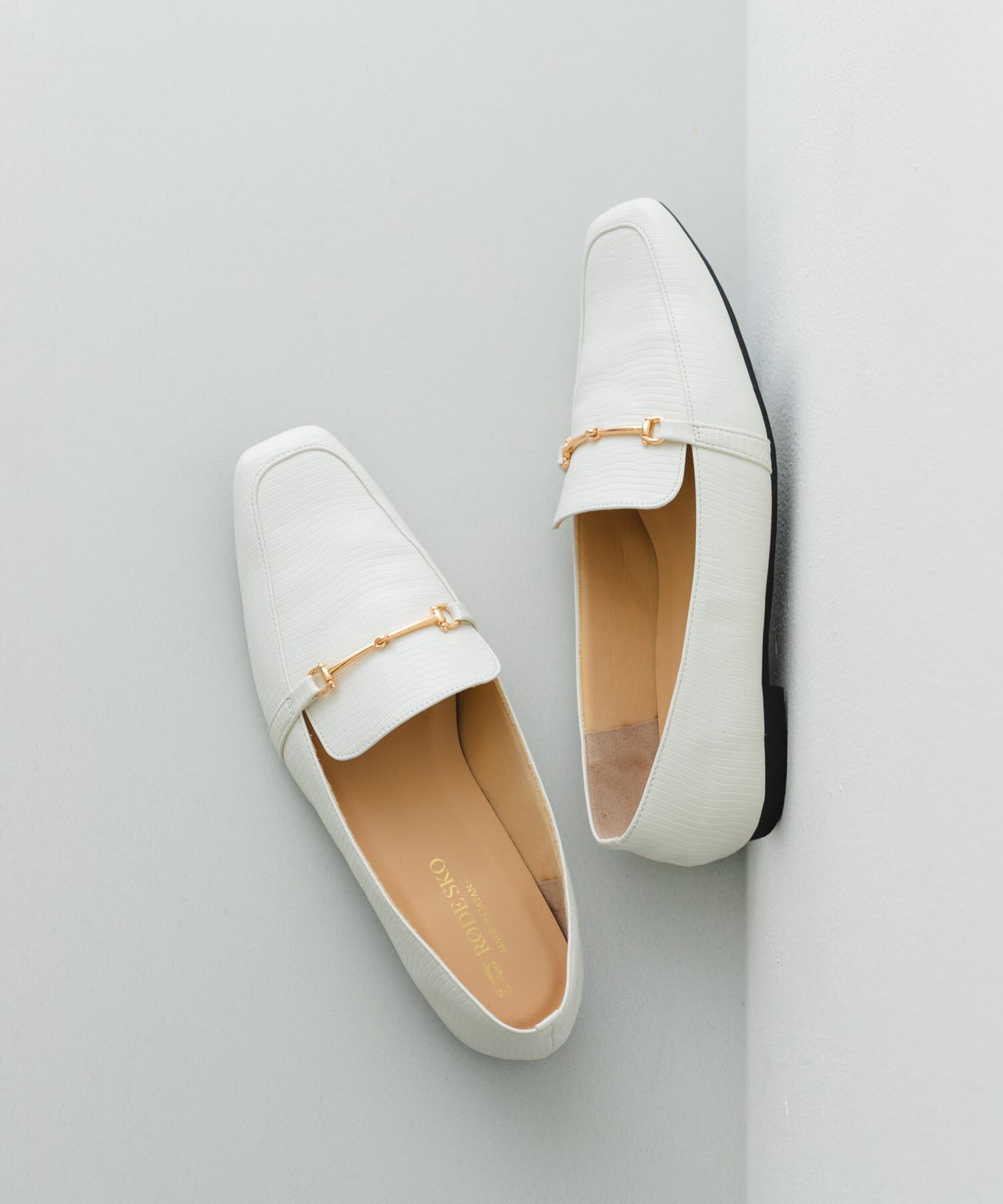 RODE SKO「『MADE IN JAPAN』 スクエアトゥ細ビットローファー」|ローファー|アイボリー