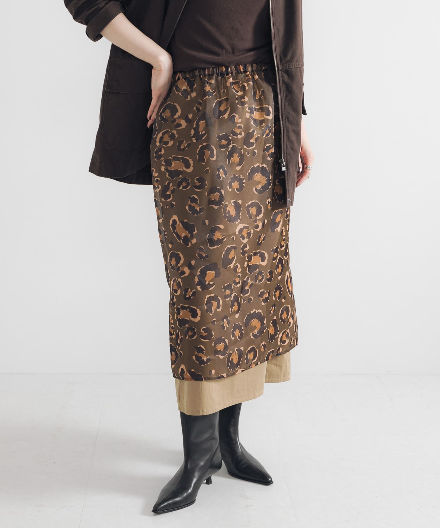 URBAN RESEARCH「レオパードプリントレイヤードスカート」|スカート|