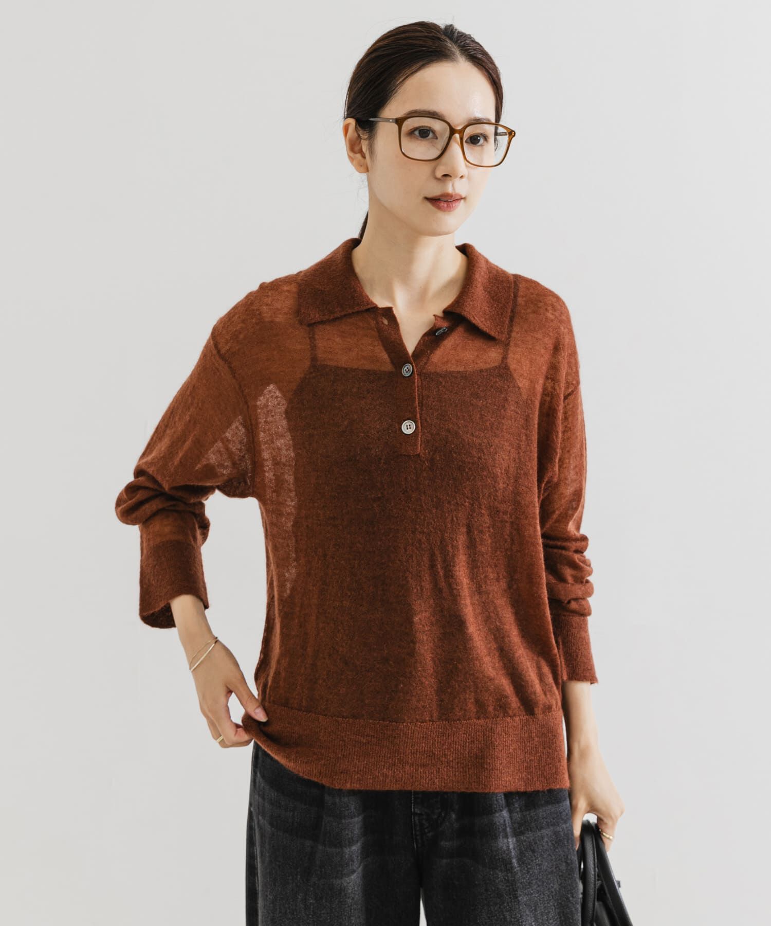 URBAN RESEARCH「ヘアリーポロ衿付きニット」|ニット・セーター|