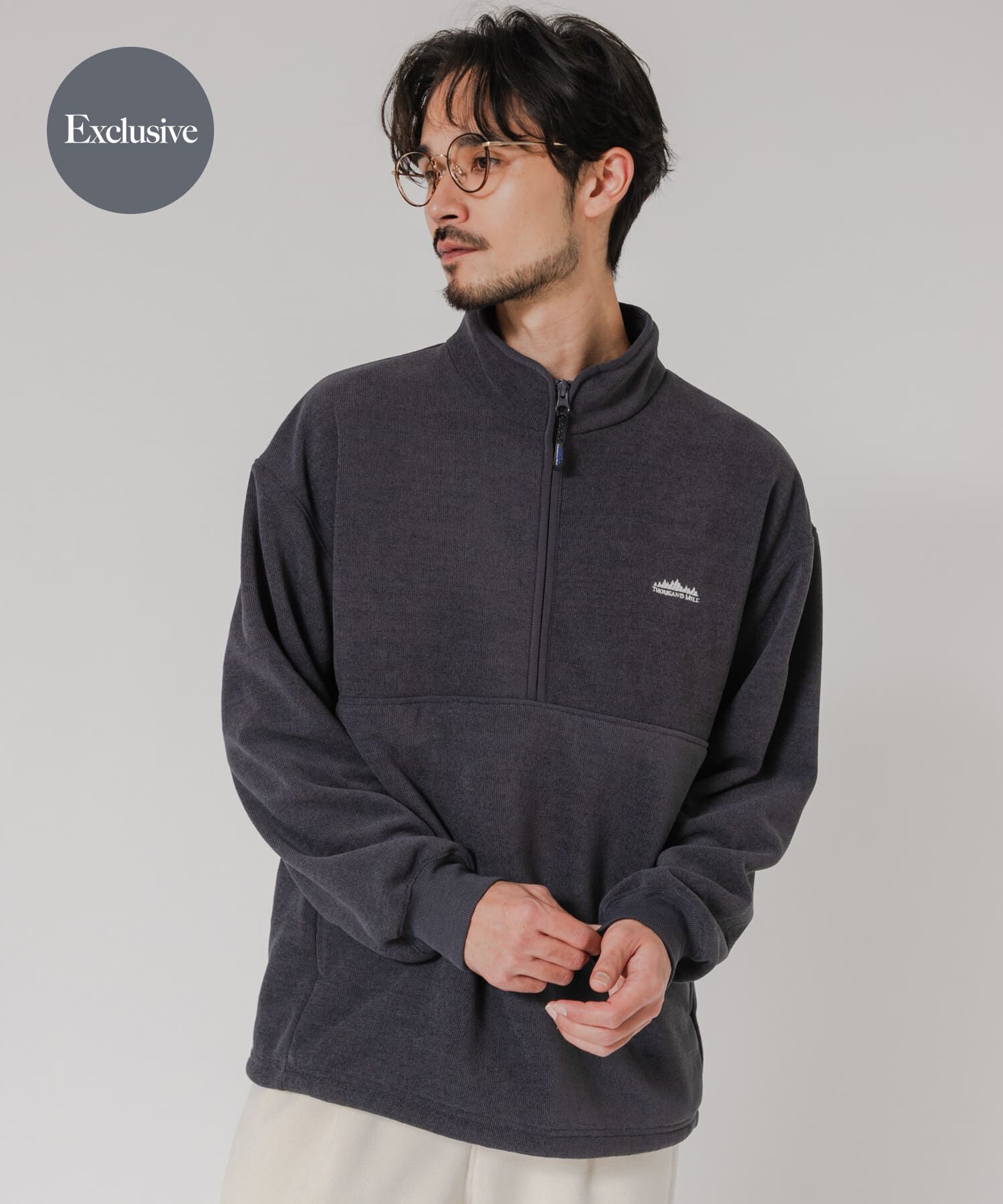 URBAN RESEARCH「『別注』THOUSAND MILE&times;URBAN RESEARCH ﾆｯﾄﾌﾘｰｽﾊｰﾌｼﾞｯﾌﾟﾌﾟﾙｵ 」|その他|チャコールグレー