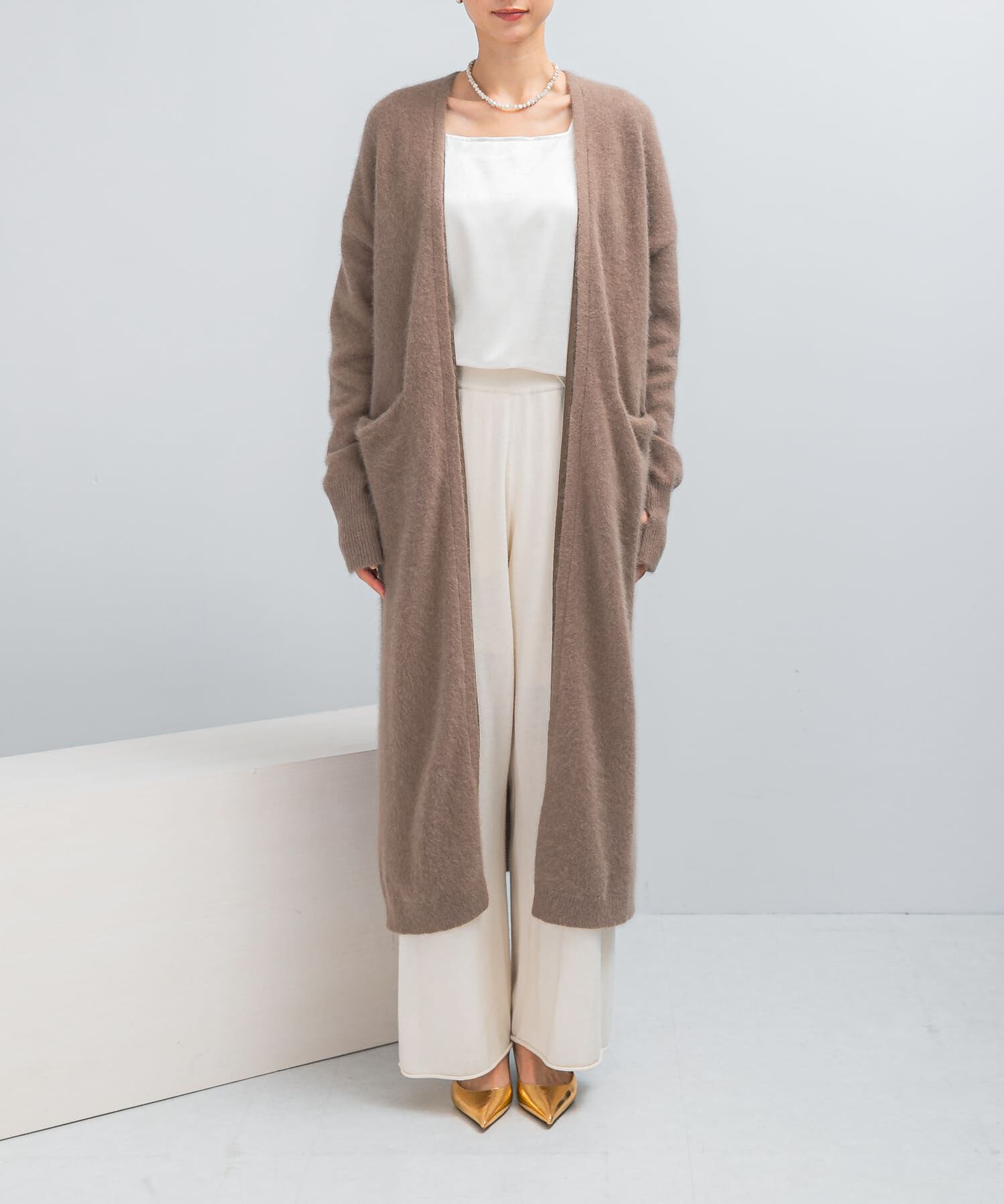 URBAN RESEARCH ROSSO「ファーニットロングガウン」|カーディガン|