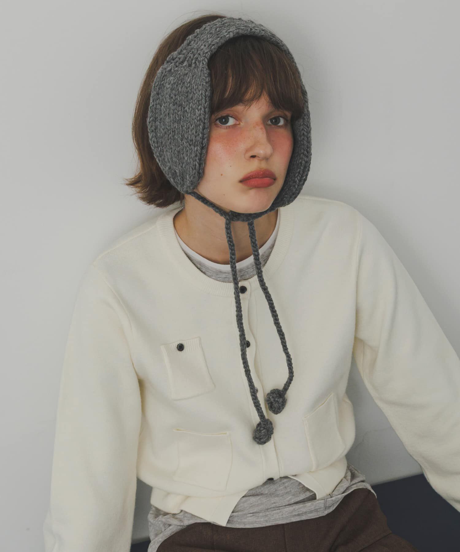 SMELLY「ニットイヤーマフ」|イヤーマフ|グレー