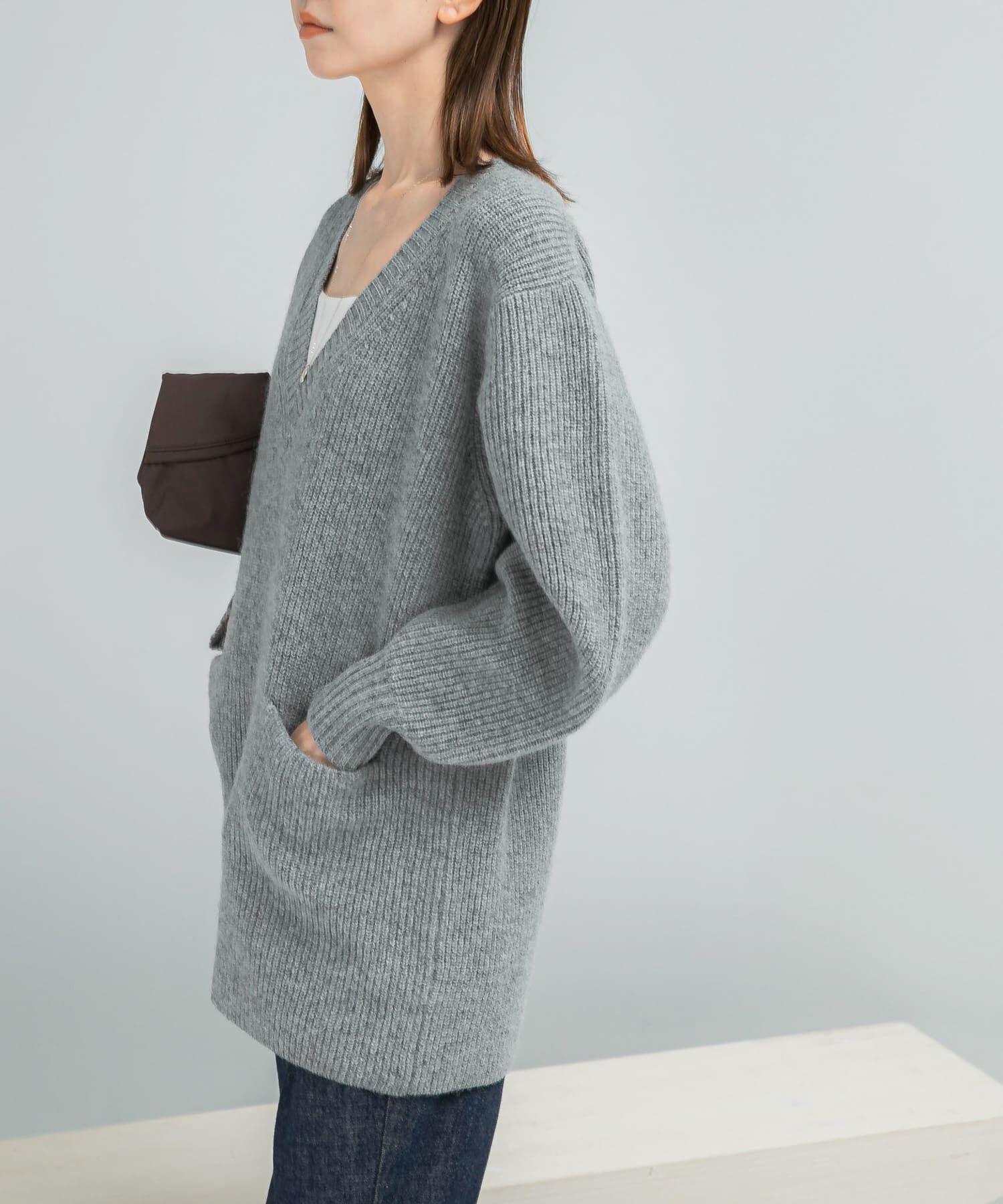 URBAN RESEARCH ROSSO「アルパカ混カーブスリーブVネックプルオーバー」|ニット・セーター|グレー