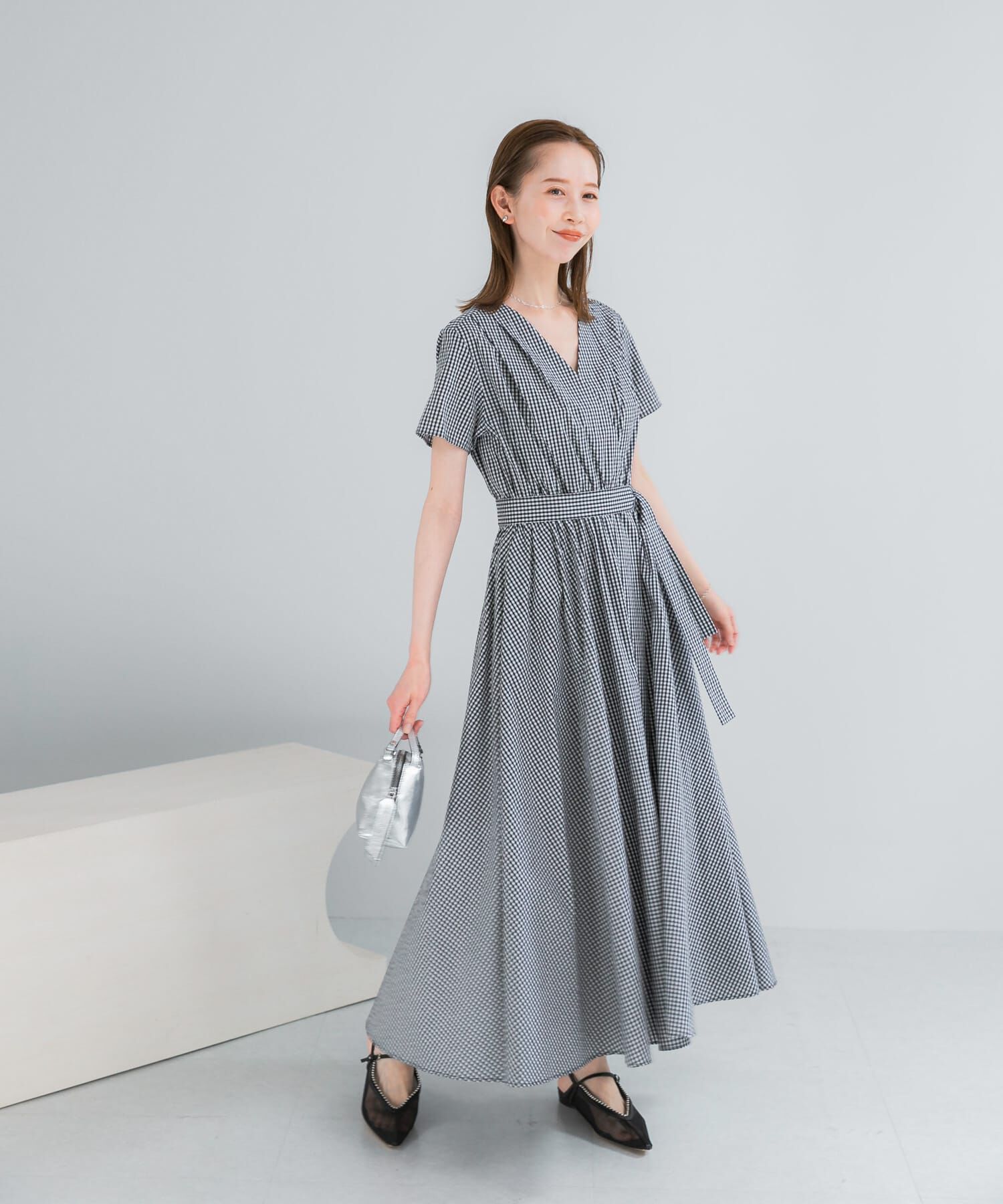 URBAN RESEARCH ROSSO「『WEB/一部店舗限定』チェックカシュクールワンピース」|ワンピース|