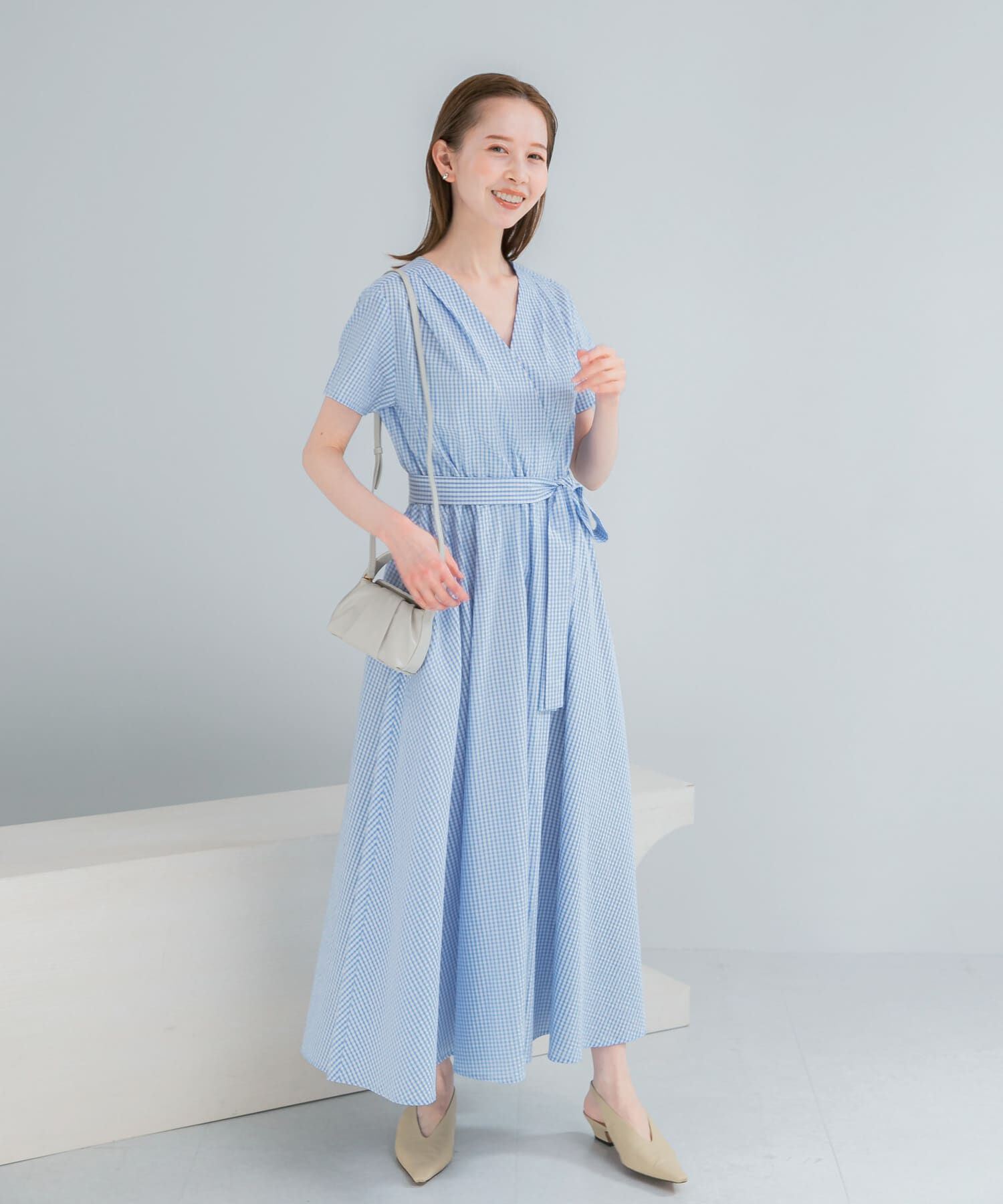 URBAN RESEARCH ROSSO「『WEB/一部店舗限定』チェックカシュクールワンピース」|ワンピース|