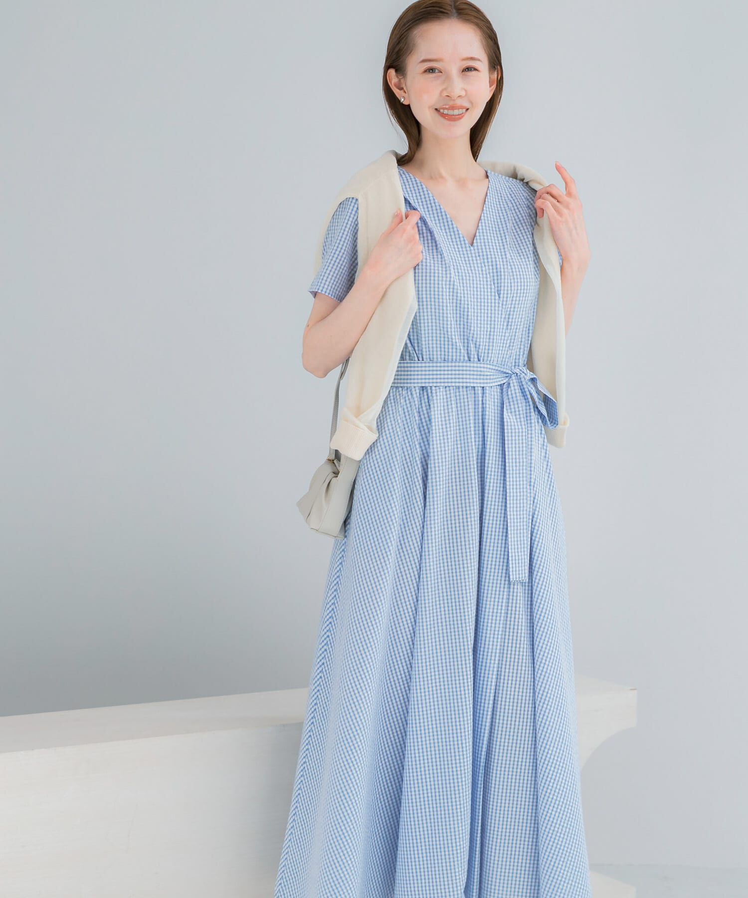 URBAN RESEARCH ROSSO「『WEB/一部店舗限定』チェックカシュクールワンピース」|ワンピース|