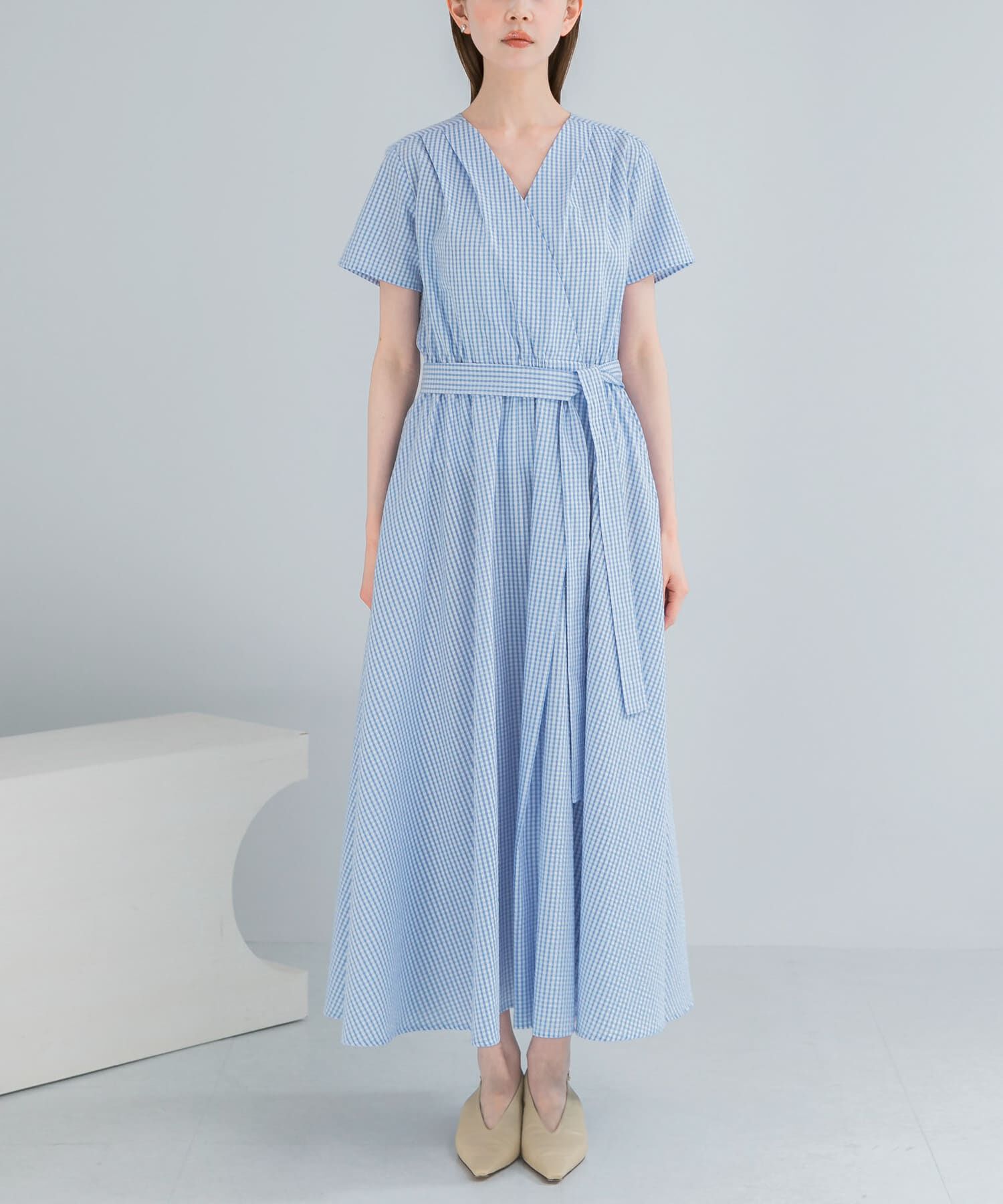 URBAN RESEARCH ROSSO「『WEB/一部店舗限定』チェックカシュクールワンピース」|ワンピース|