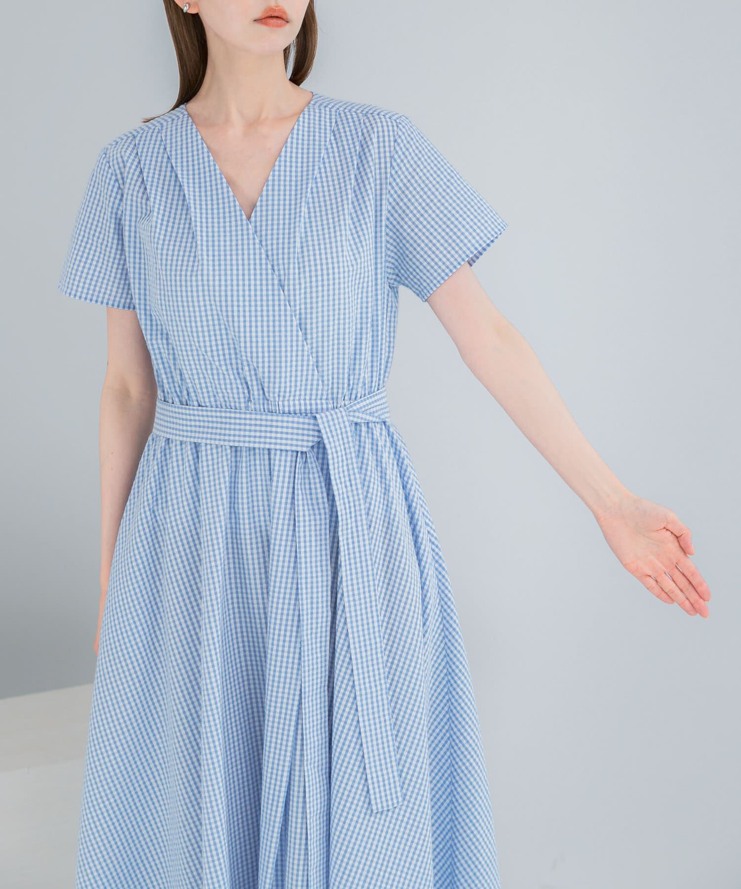 URBAN RESEARCH ROSSO「『WEB/一部店舗限定』チェックカシュクールワンピース」|ワンピース|