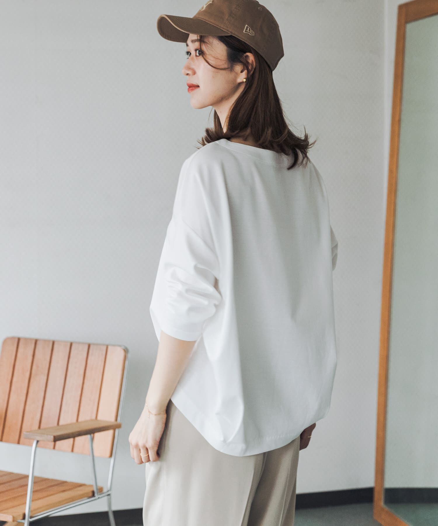 URBAN RESEARCH DOORS「コットンバックタック7分袖プルオーバー」|Tシャツ・カットソー|