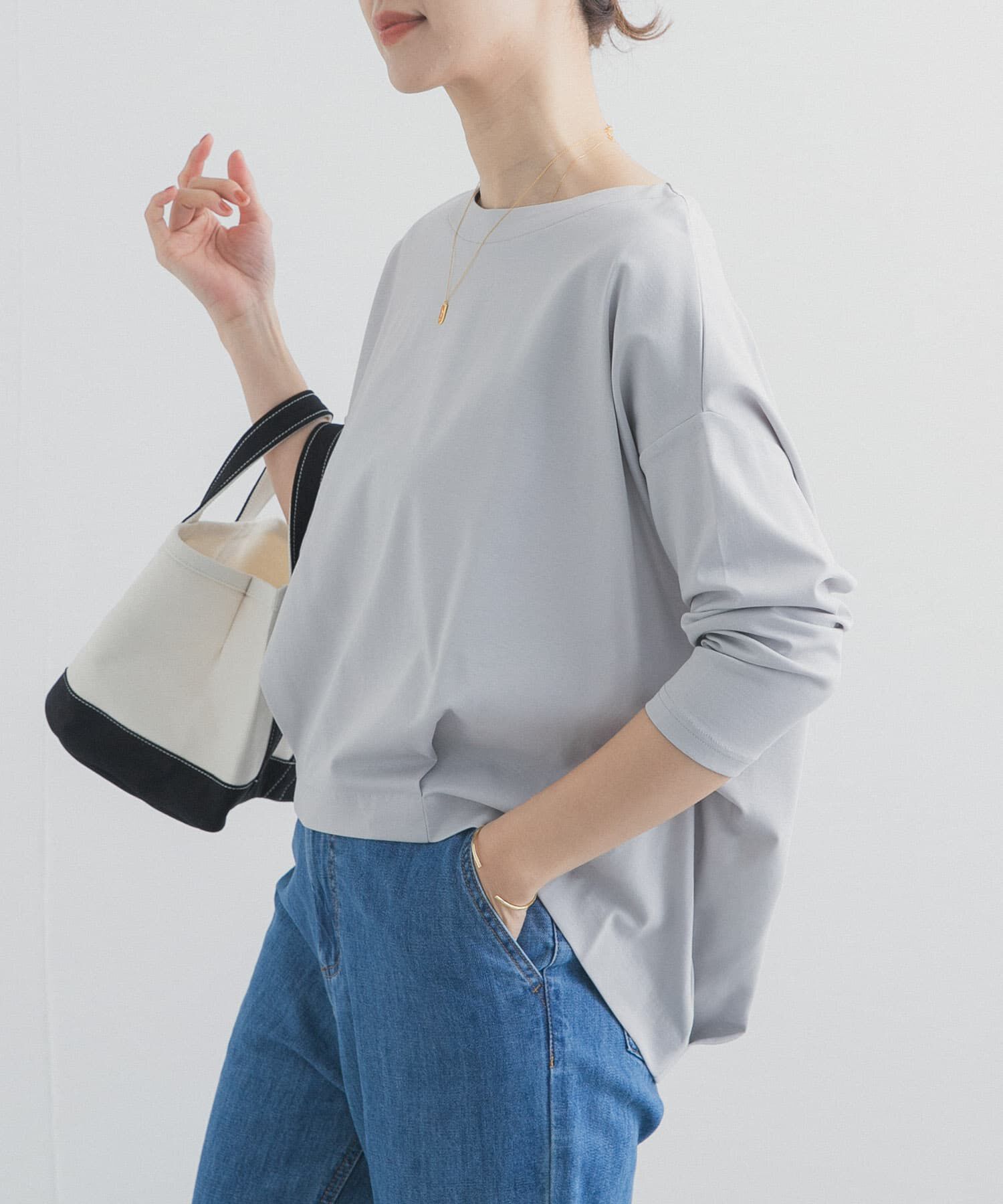 URBAN RESEARCH DOORS「コットンバックタック7分袖プルオーバー」|Tシャツ・カットソー|