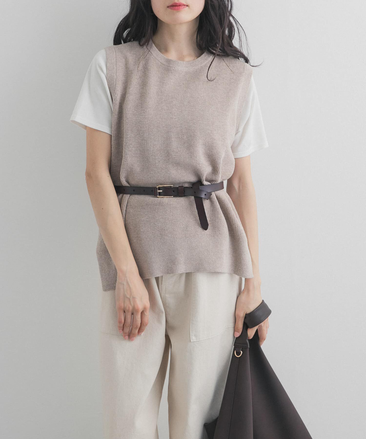 URBAN RESEARCH DOORS「リネンコットンKNITベスト」|ベスト・ジレ|ベージュ