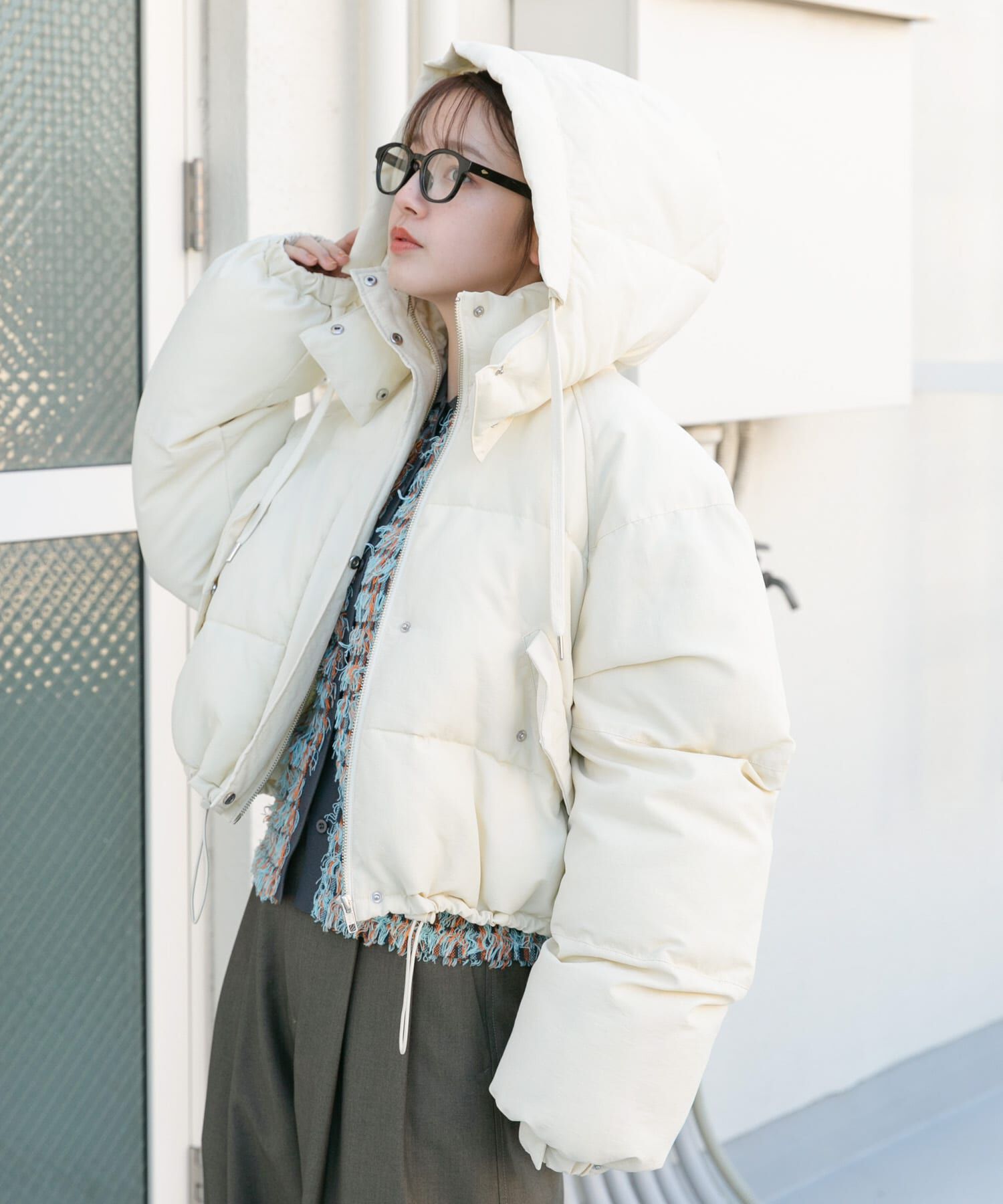  「ショート中綿フードジャケット」|ダウン|