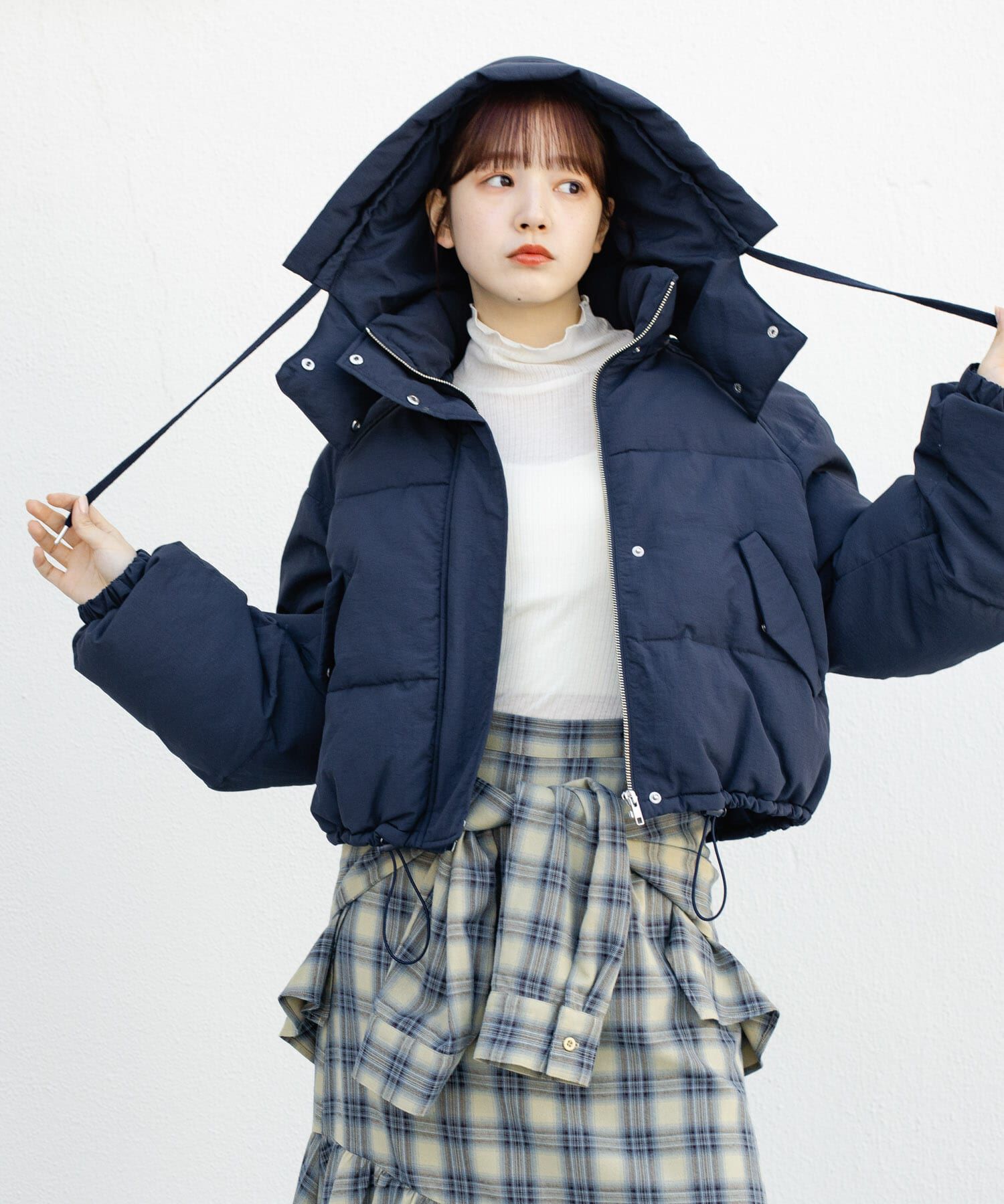  「ショート中綿フードジャケット」|ダウン|