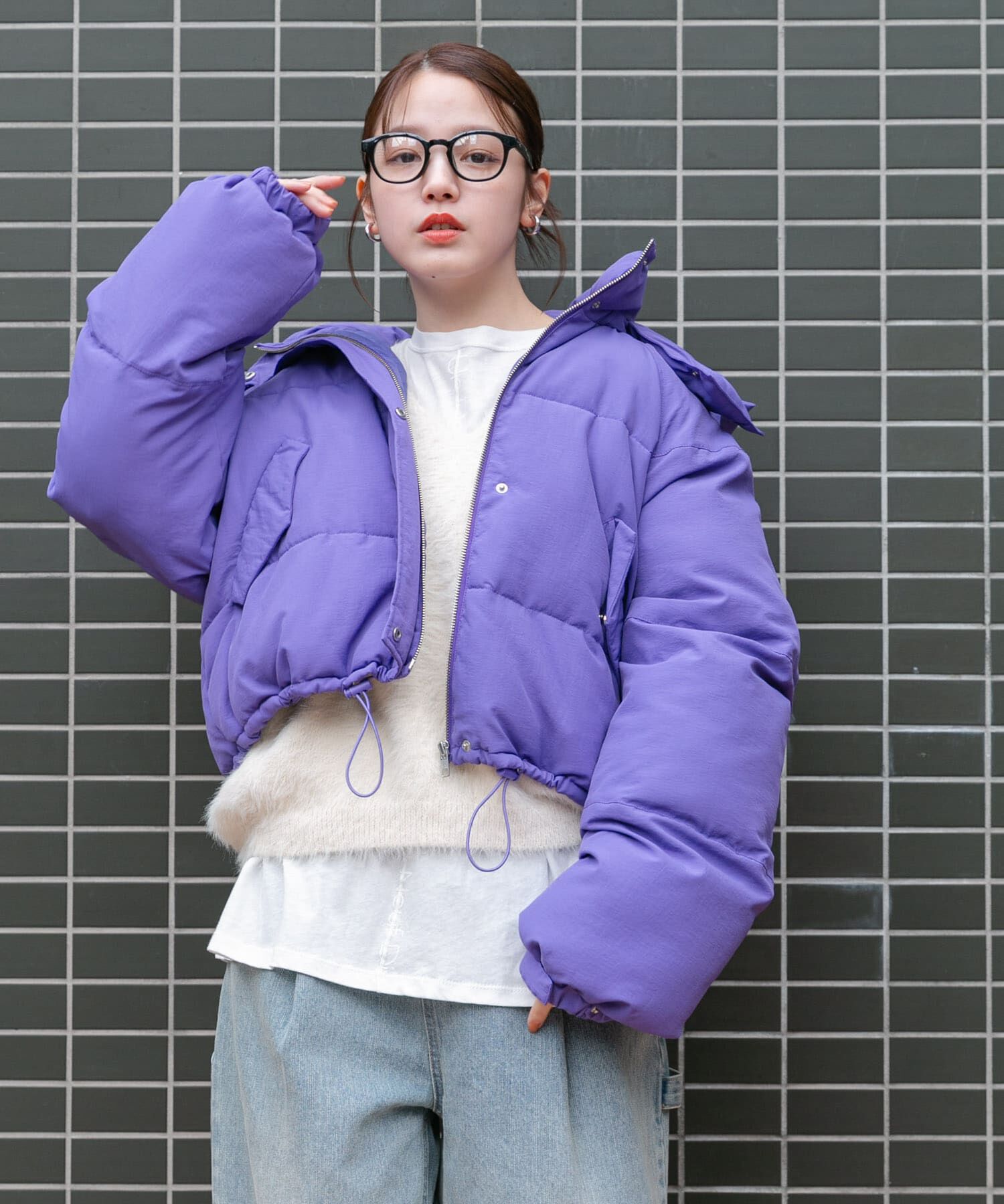  「ショート中綿フードジャケット」|ダウン|