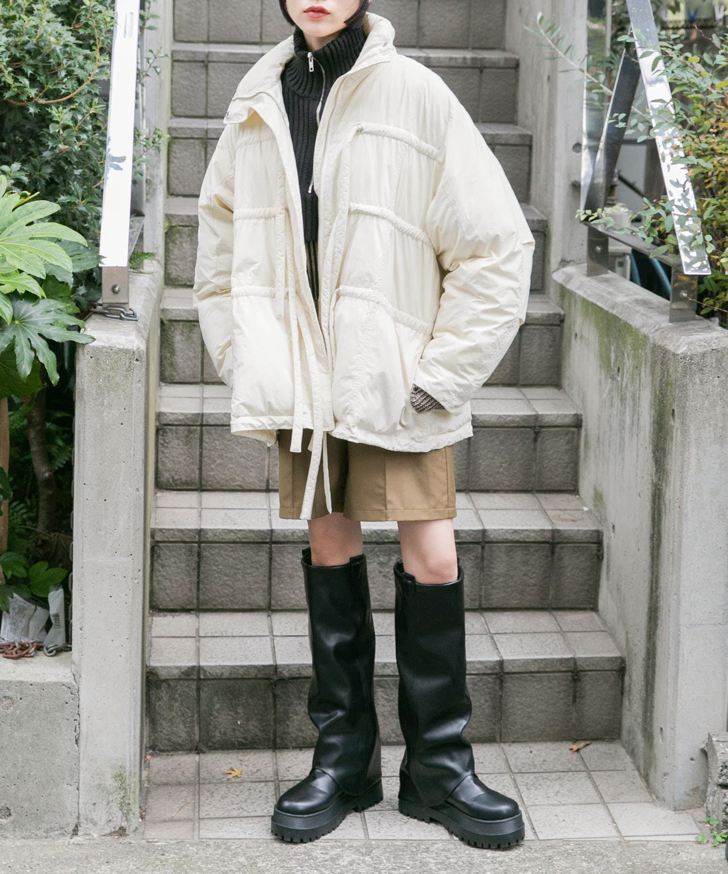  「フロントリボン中綿ジャケット」|ダウン|