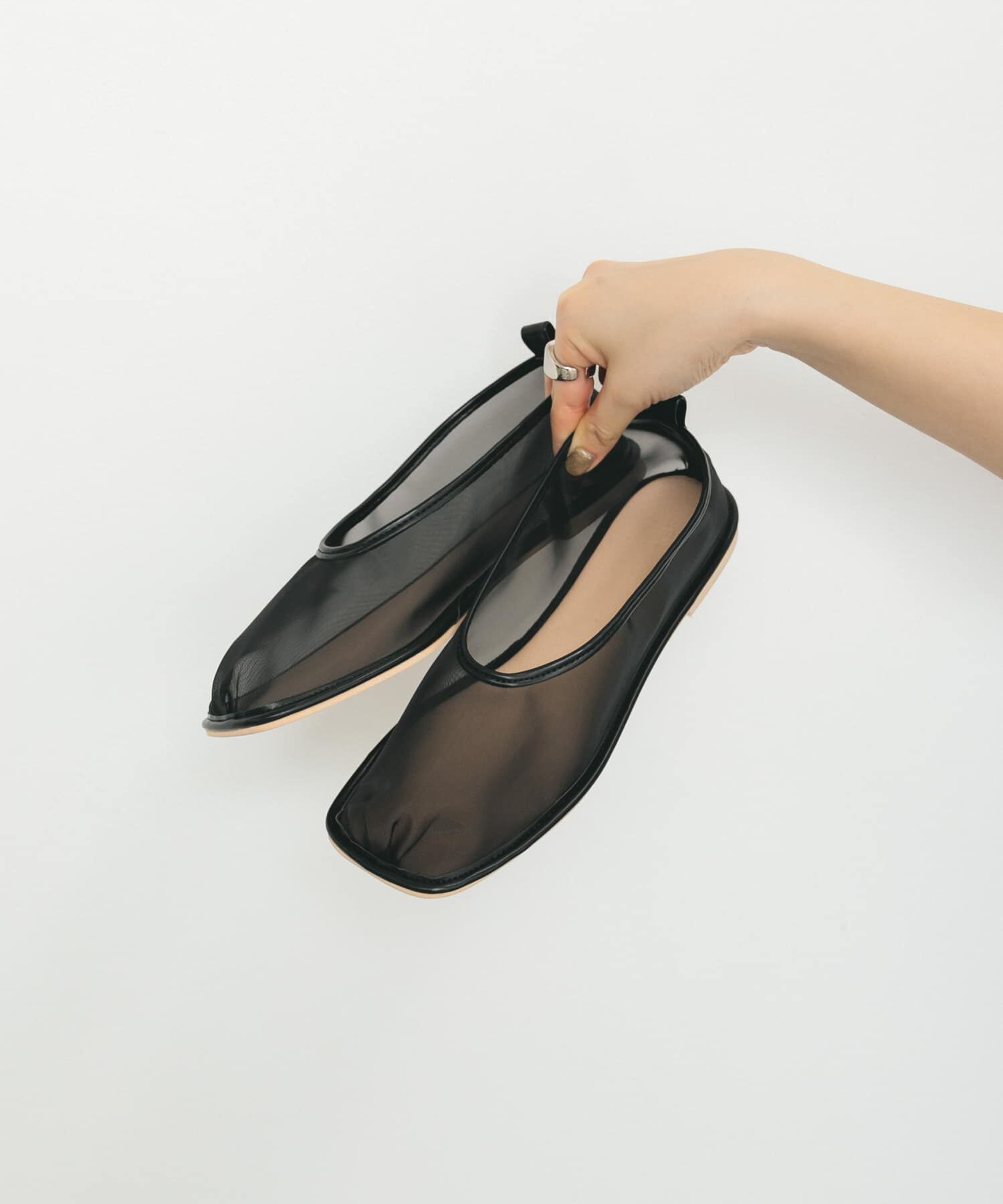  「ギャザートゥメッシュシューズ」|その他|ブラック