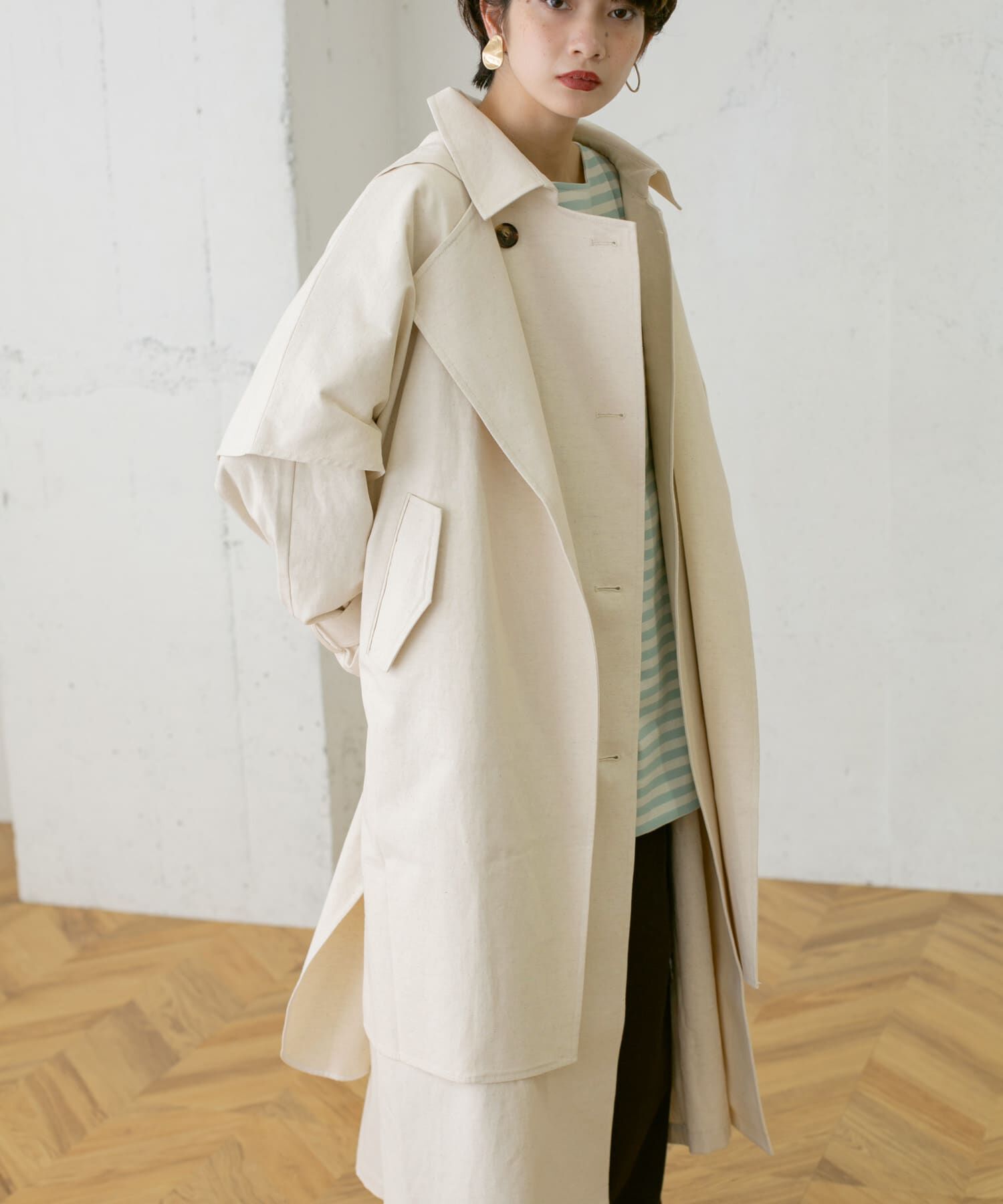  「3WAYレイヤードコート&there4;」|ノーカラーコート|
