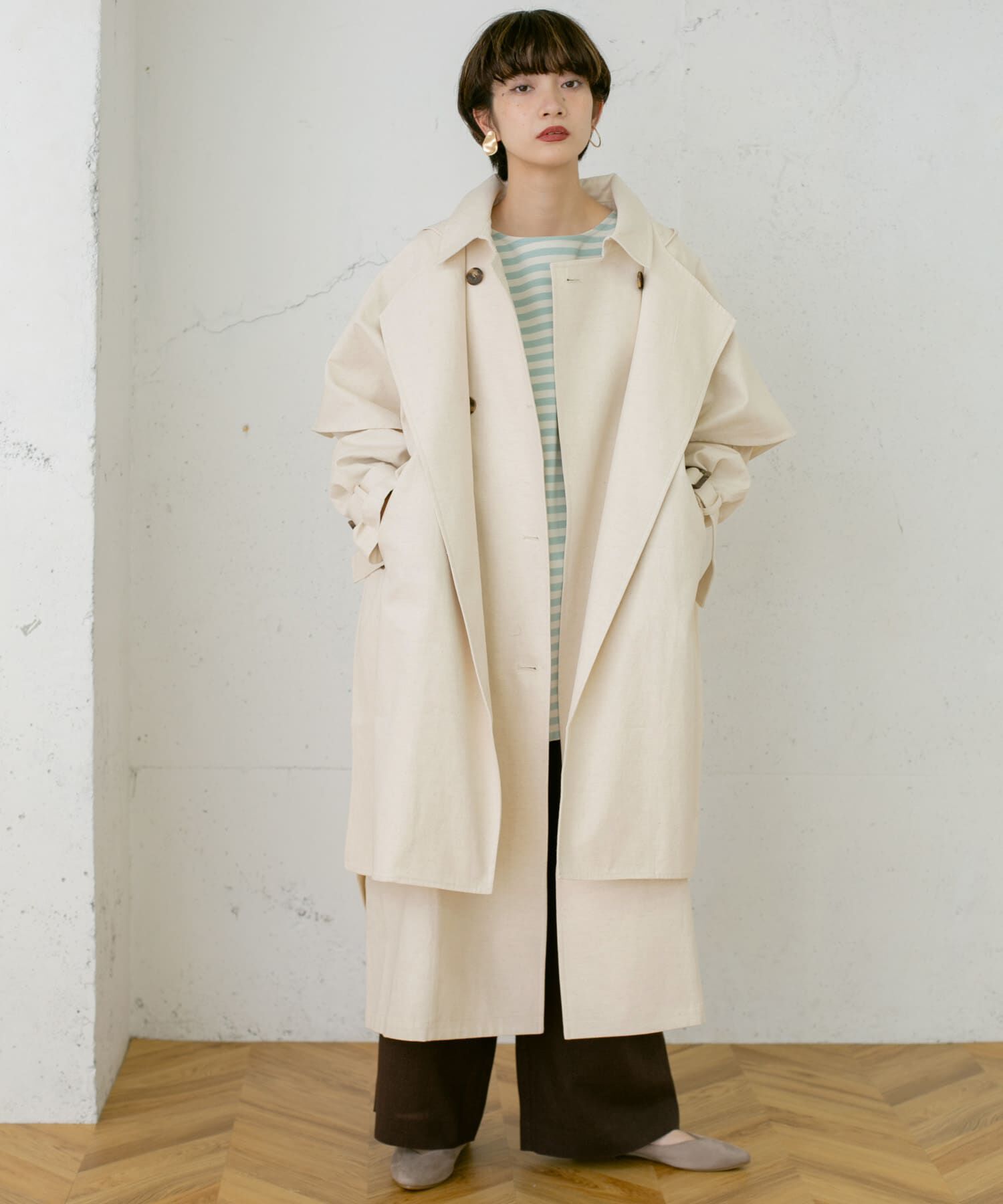  「3WAYレイヤードコート&there4;」|ノーカラーコート|