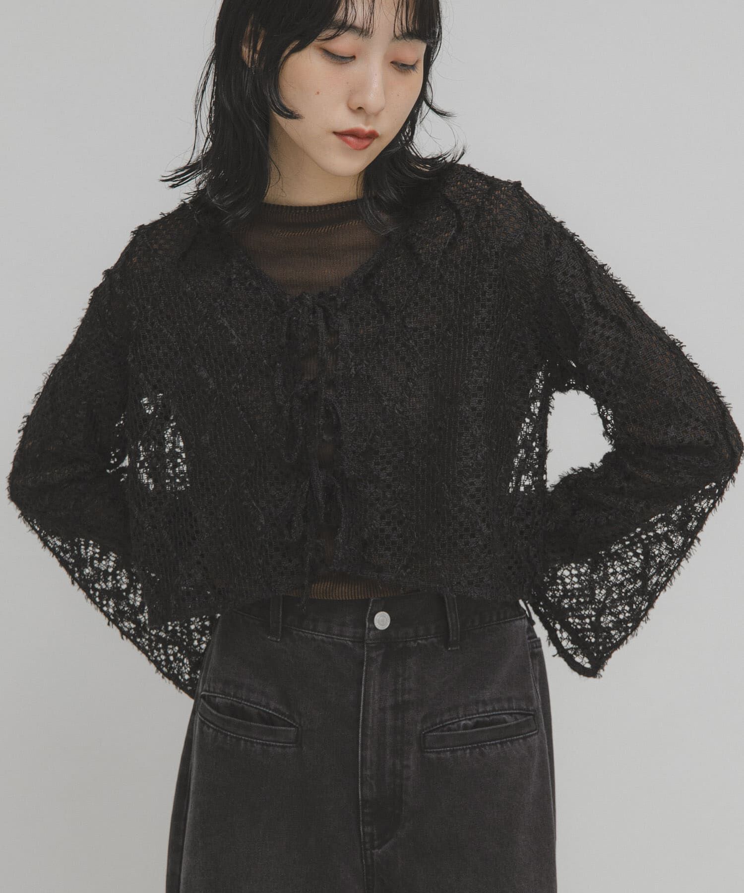  「フェザーメッシュカーディガン」|カーディガン|