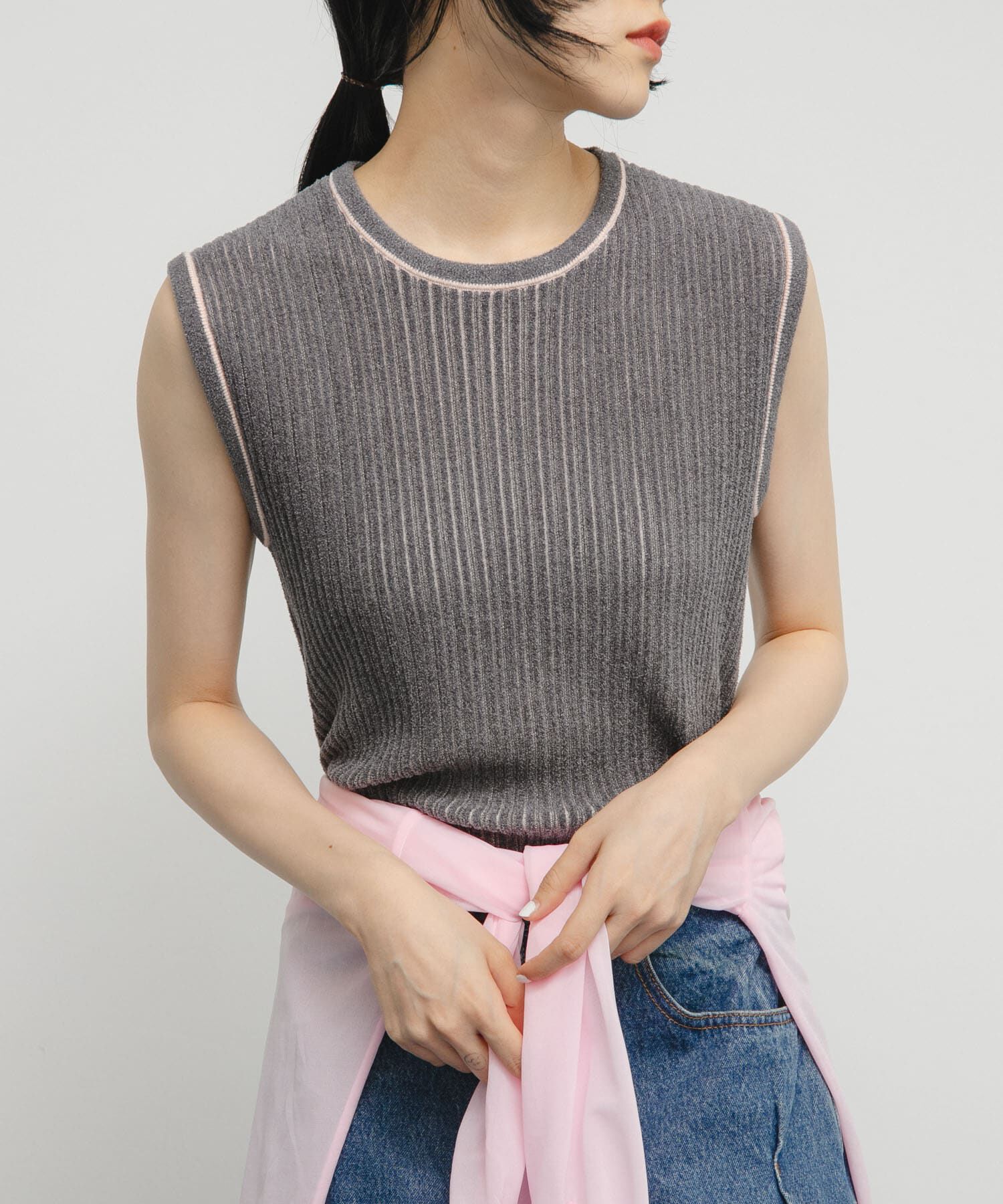  「スリーブレスリンクスニット」|ニット・セーター|グレー系その他