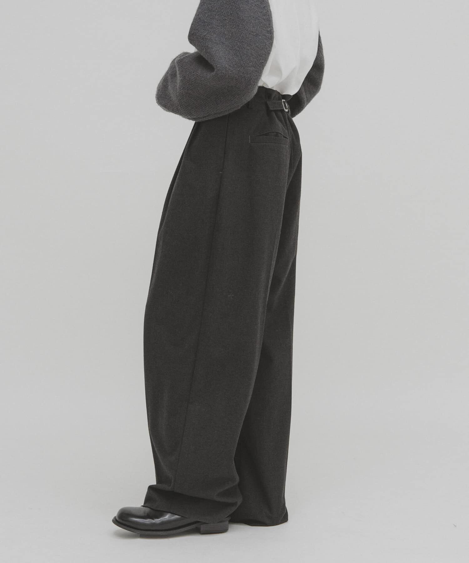  「ウールライクブラッジュドパンツ」|その他|チャコールグレー